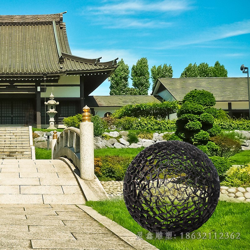 彩繪鏤空球公園不銹鋼雕塑