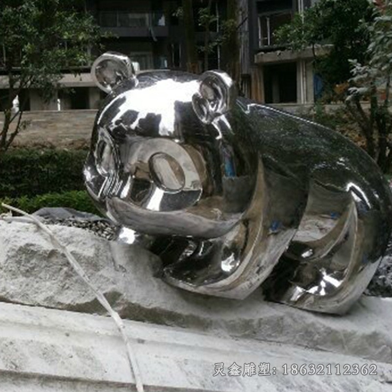 熊貓公園不銹鋼景觀雕塑