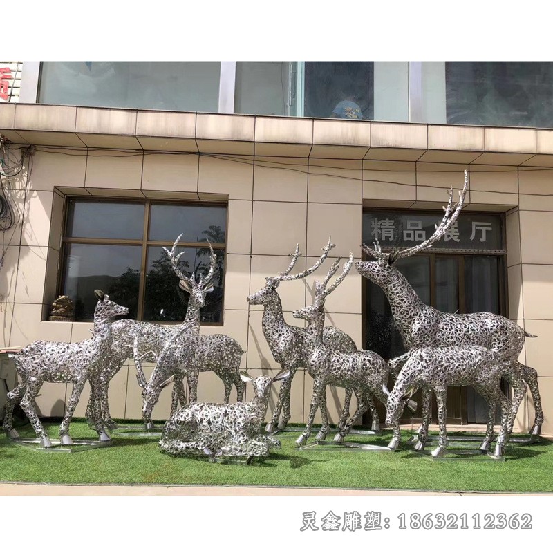 鏤空鹿公園不銹鋼雕塑