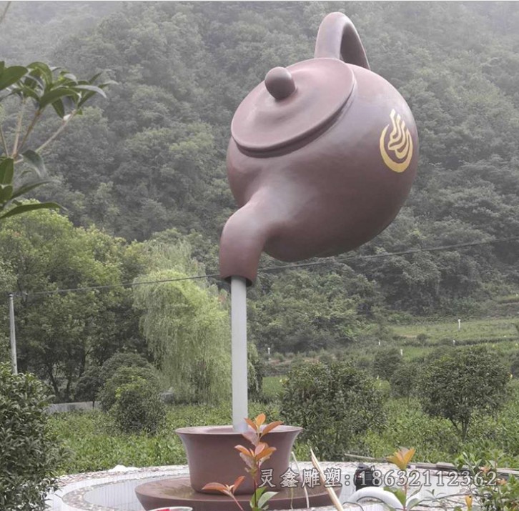 茶壺噴泉廣場(chǎng)不銹鋼景觀雕塑