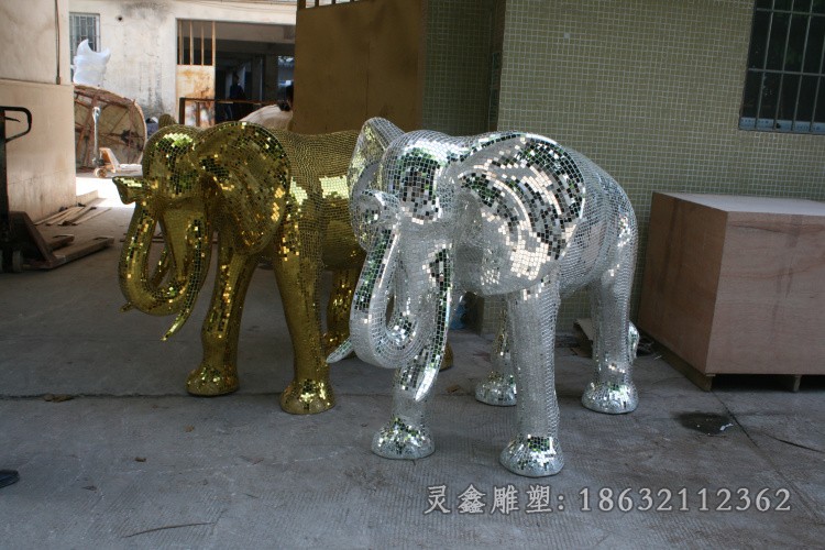 不銹鋼大象公園景觀雕塑