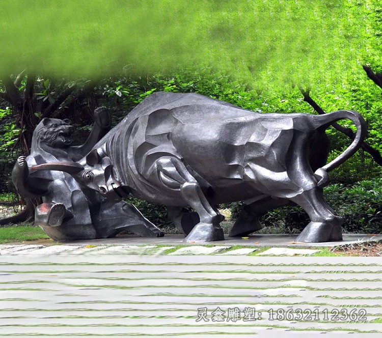 不銹鋼抽象開拓牛公園雕塑