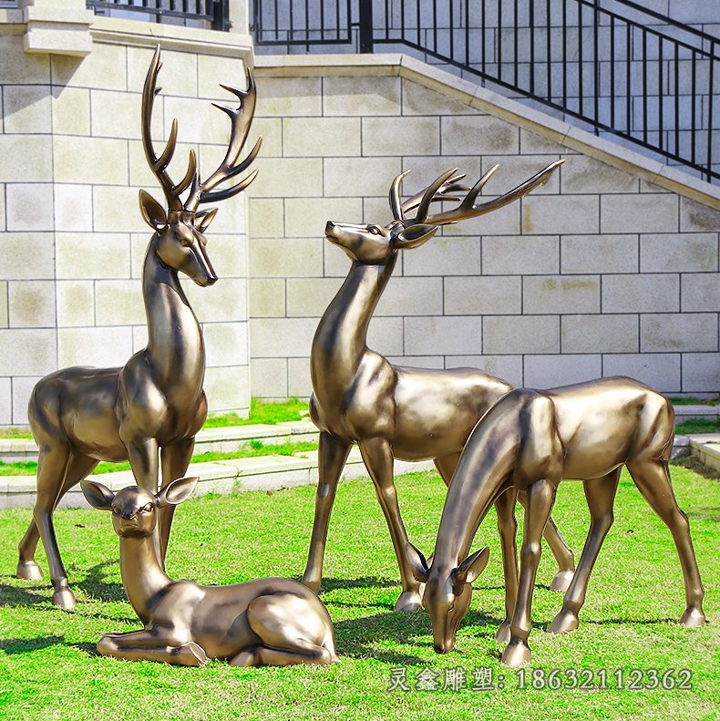 鹿公園臥姿景觀銅雕