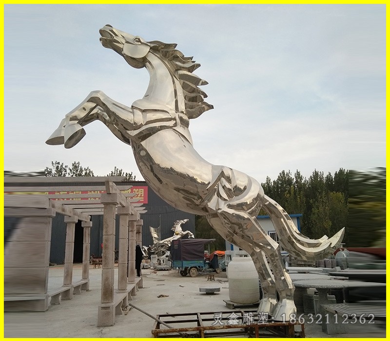 不銹鋼抽象馬公園動物雕塑