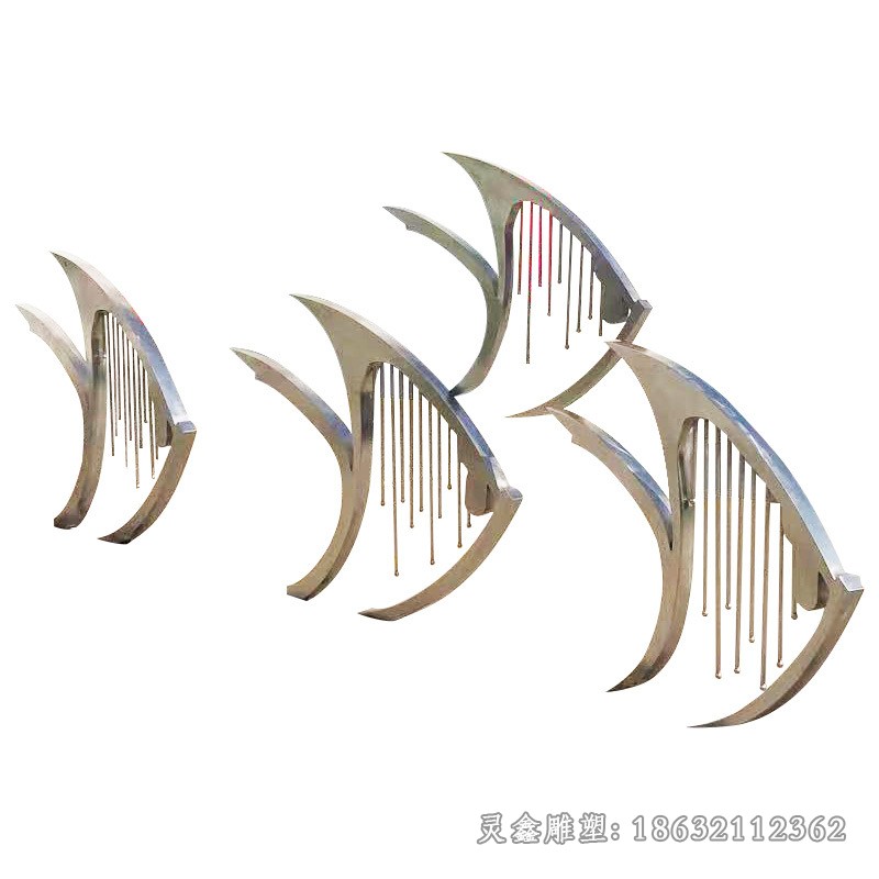 不銹鋼抽象鏡面魚動(dòng)物雕塑