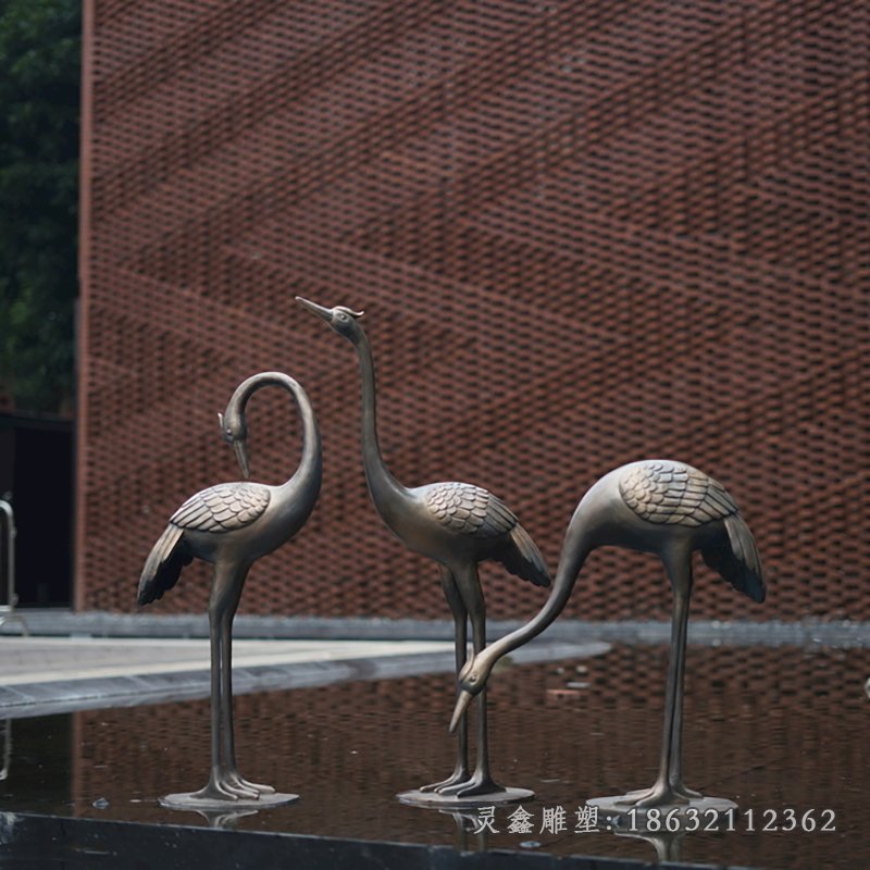 仙鶴飛翔動物園林銅雕