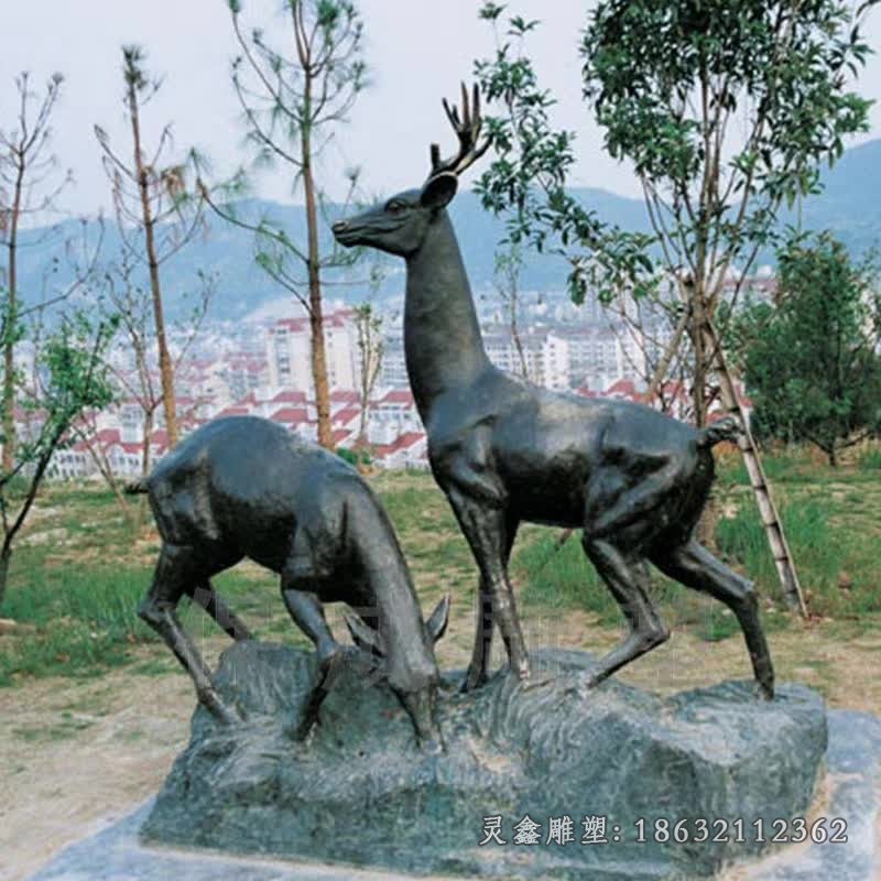 公園立姿鹿動物景觀銅雕