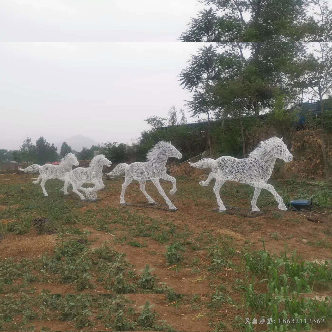 不銹鋼鏤空馬城市景觀雕塑