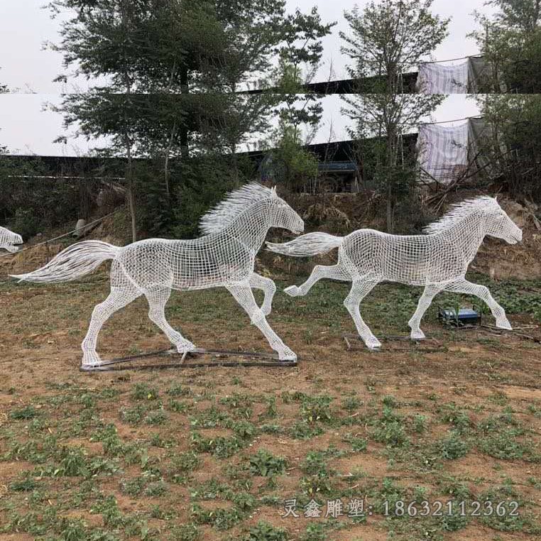 不銹鋼鏤空馬公園景觀雕塑