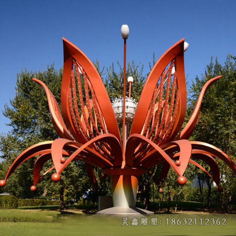 公園不銹鋼鏤空花朵景觀雕塑