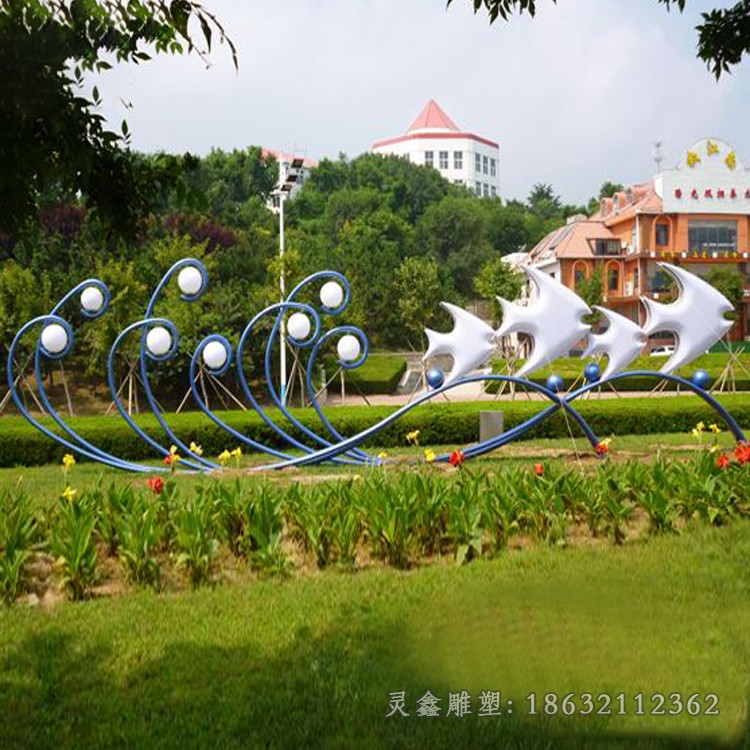 公園不銹鋼抽象魚公園雕塑