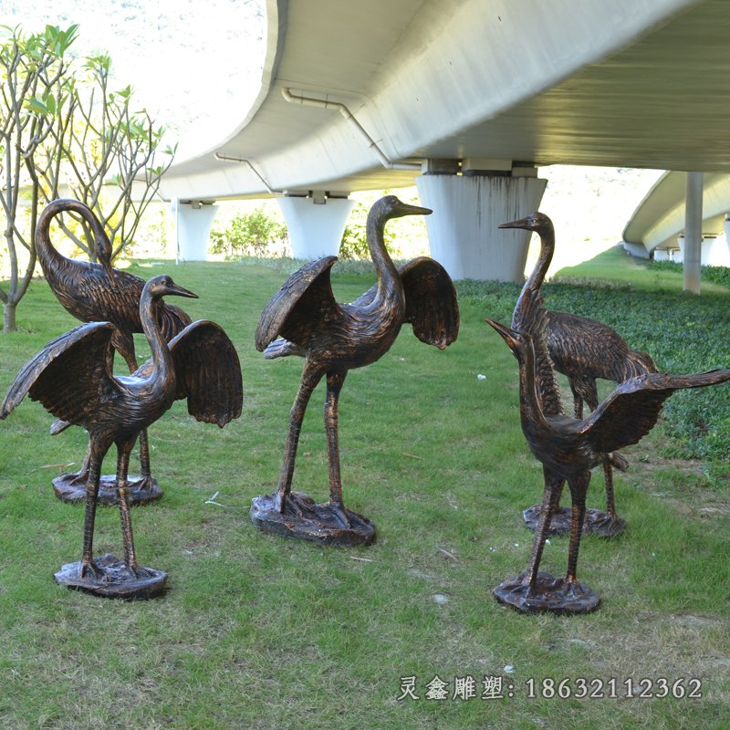 公園仙鶴城市動物銅雕