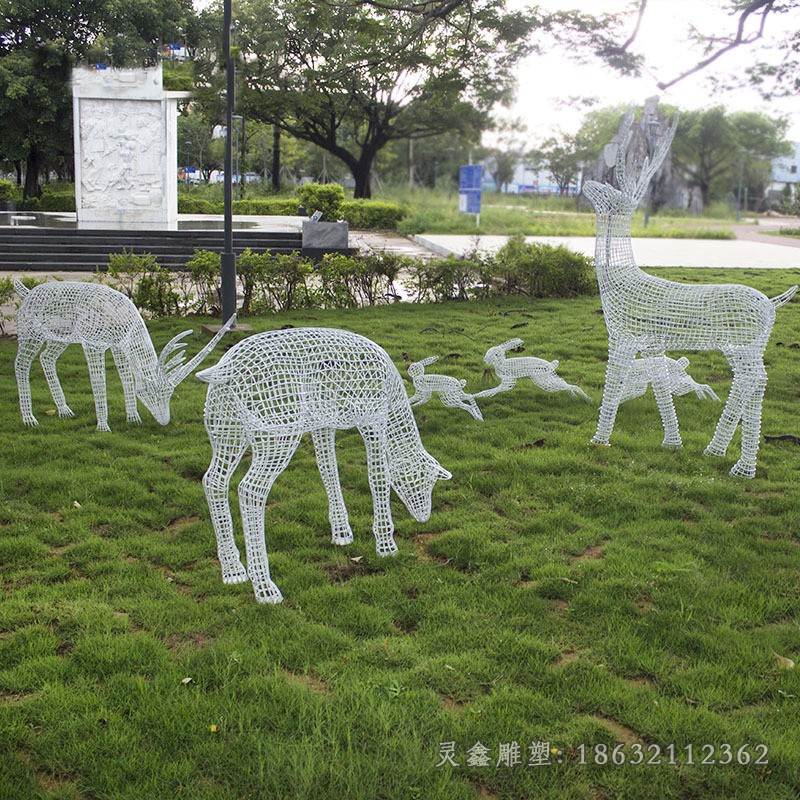 庭院不銹鋼動物鏤空鹿雕塑