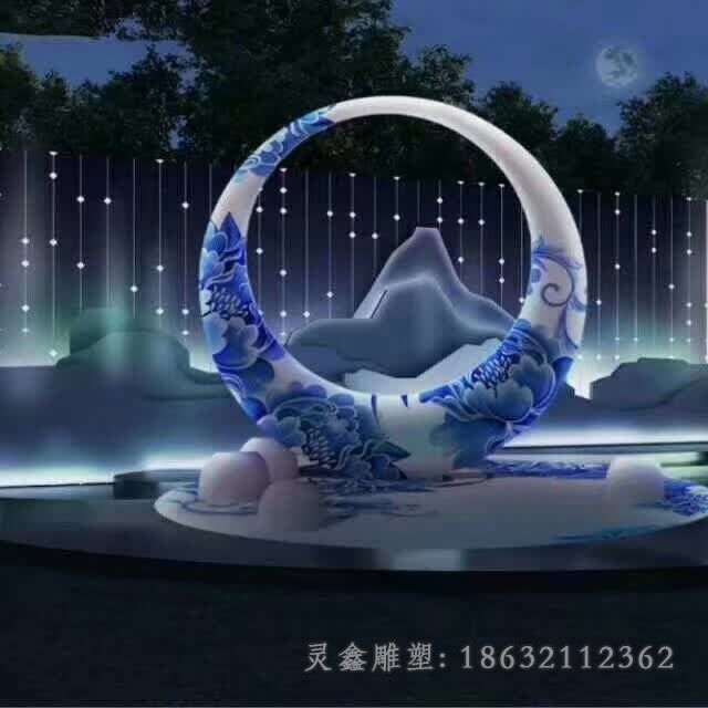 抽象月亮景觀不銹鋼雕塑