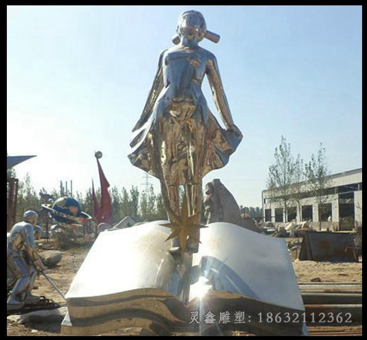 不銹鋼抽象美女小區(qū)景觀雕塑