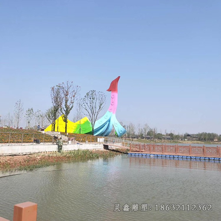 神獸鳳凰庭院景觀不銹鋼雕塑