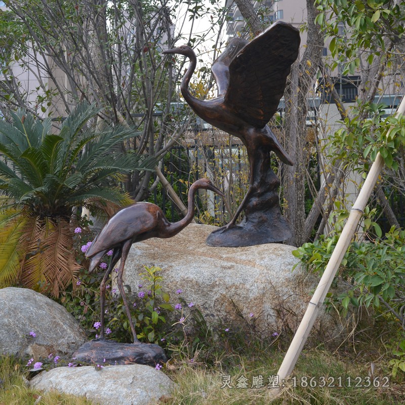 動物仙鶴公園景觀銅雕