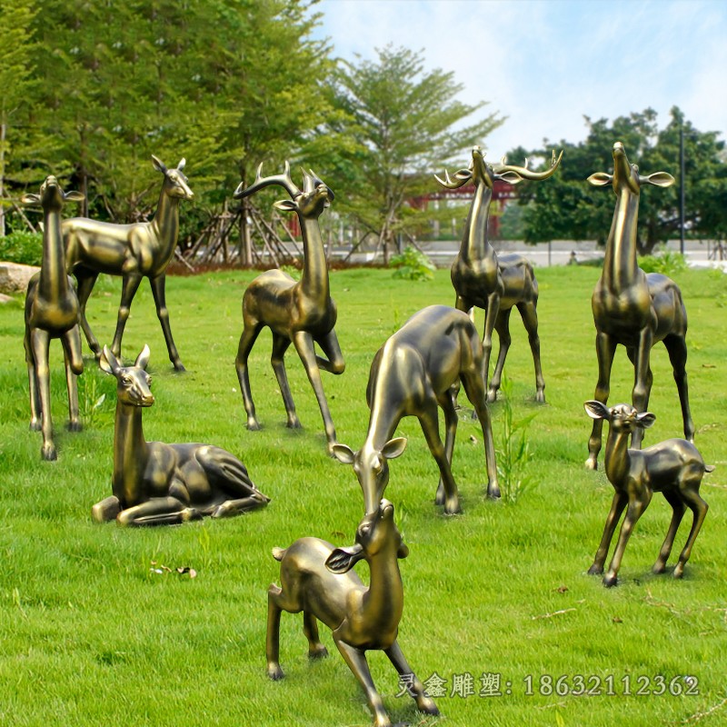 群鹿城市動物景觀銅雕