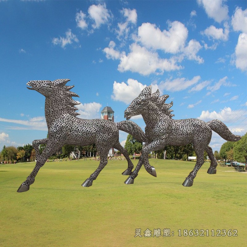 鏤空馬不銹鋼景觀雕塑