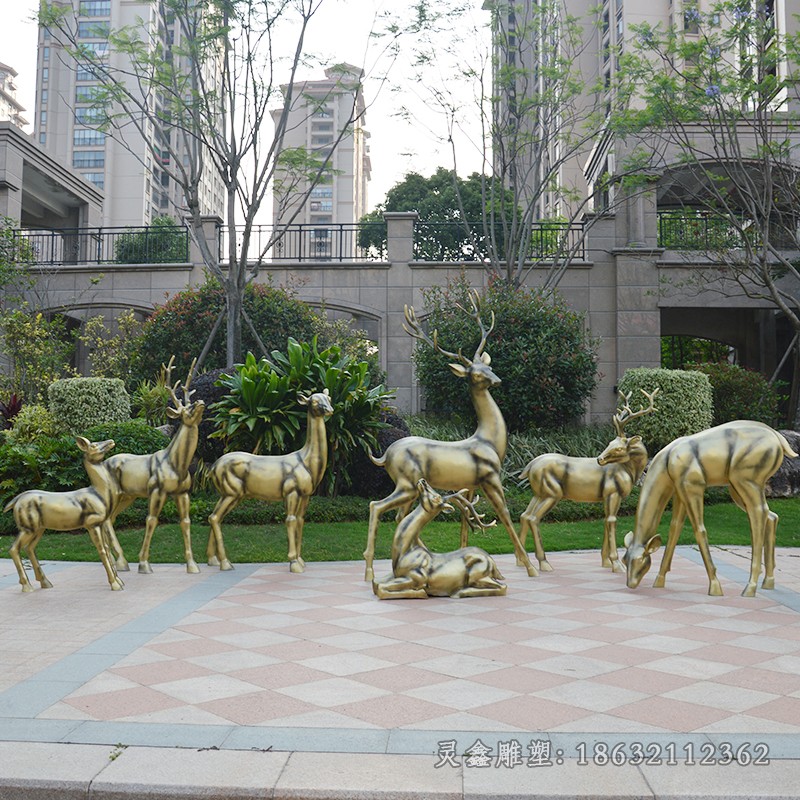 群鹿動(dòng)物景觀城市銅雕