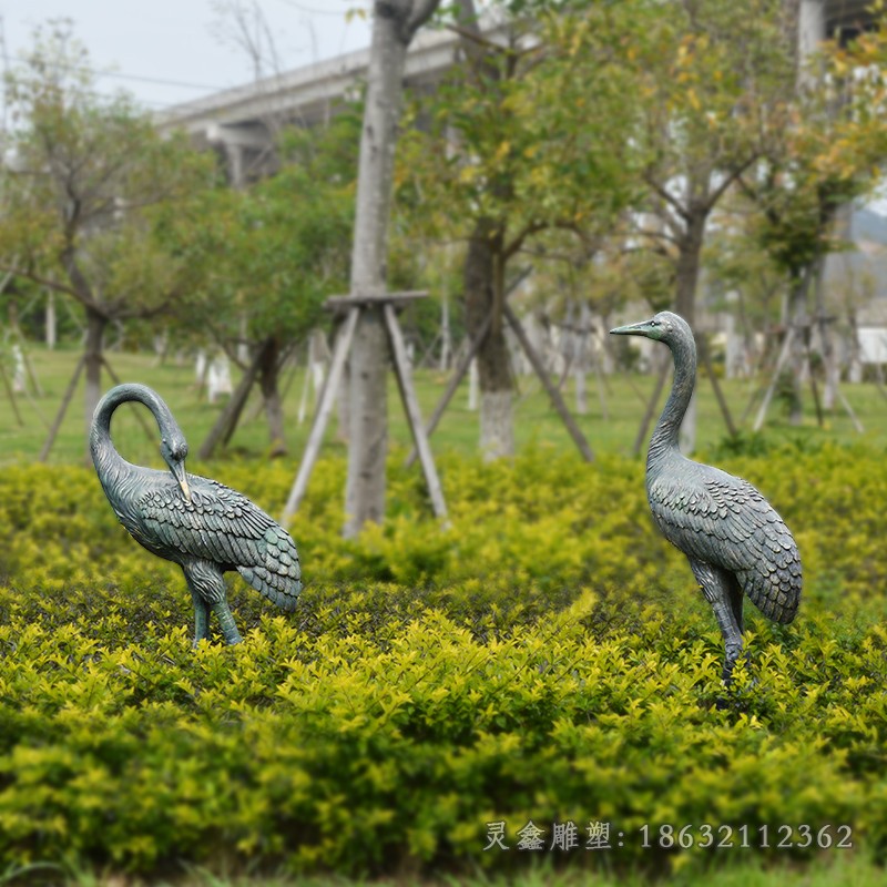 抽象仙鶴戶外景觀銅雕