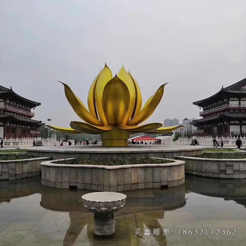 不銹鋼彩繪蓮花城市雕塑