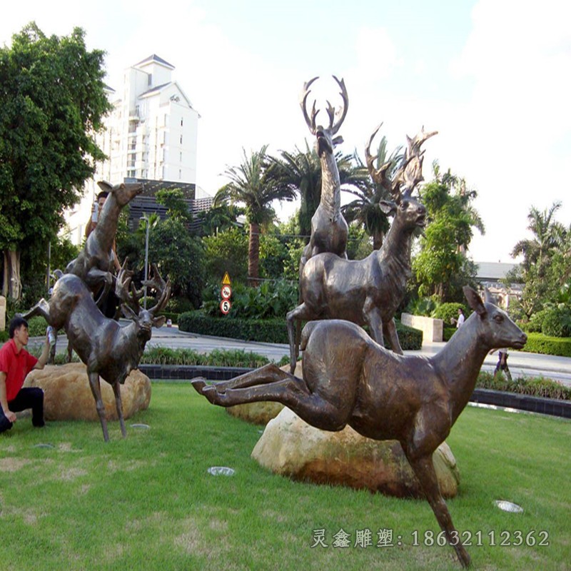 奔跑小鹿城市景觀銅雕