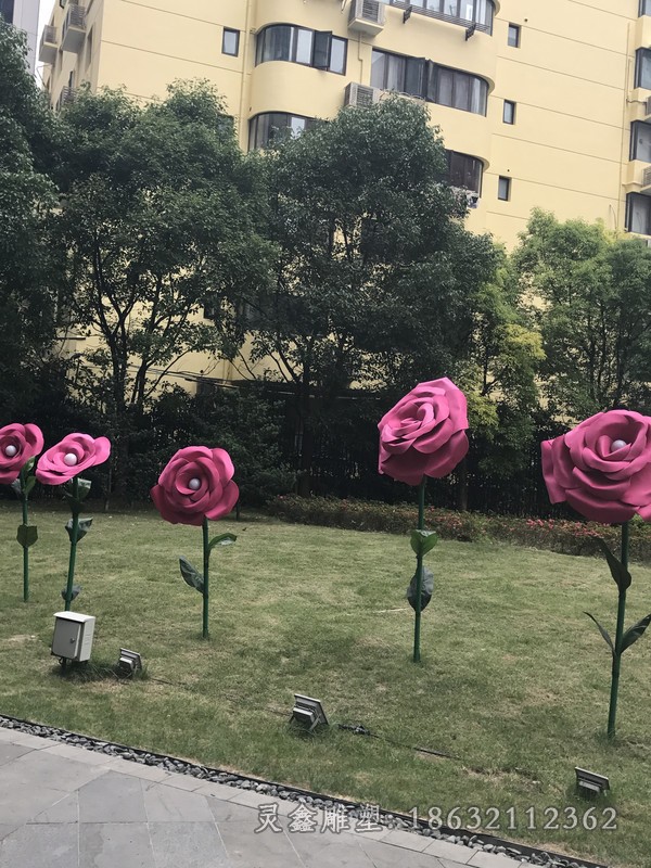 不銹鋼玫瑰花公園雕塑