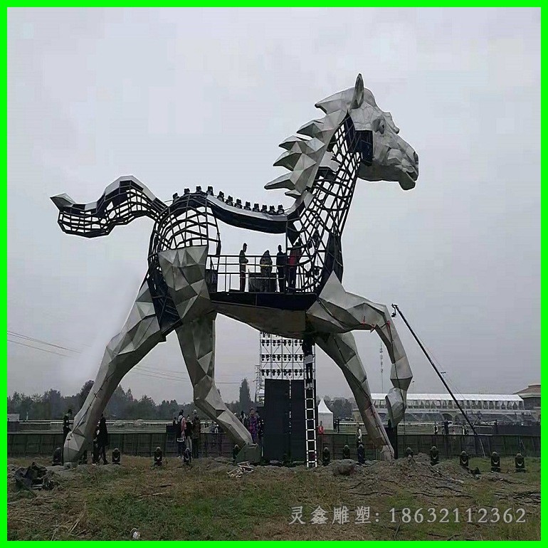 不銹鋼機械馬動物雕塑