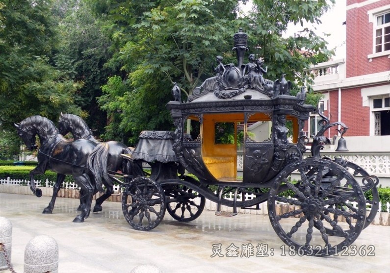 古代馬車庭院景觀銅雕