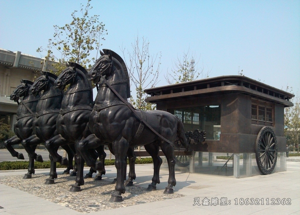 古代馬車庭院景觀銅雕