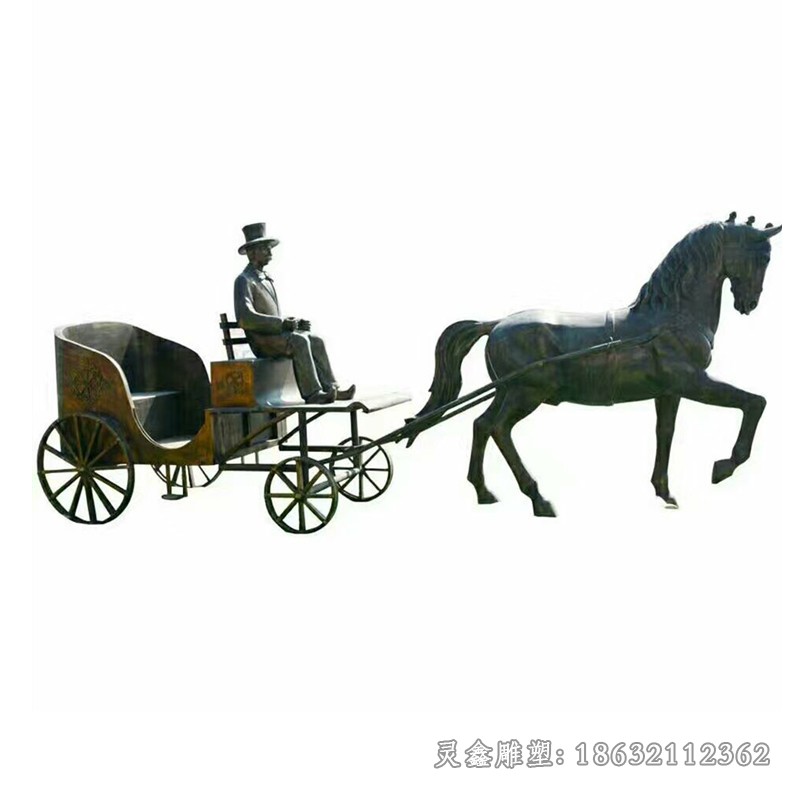 西方人物坐馬車(chē)標(biāo)志銅雕