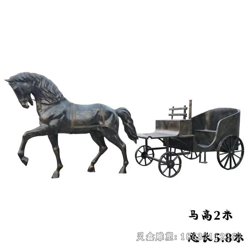 坐馬車西方人物銅雕