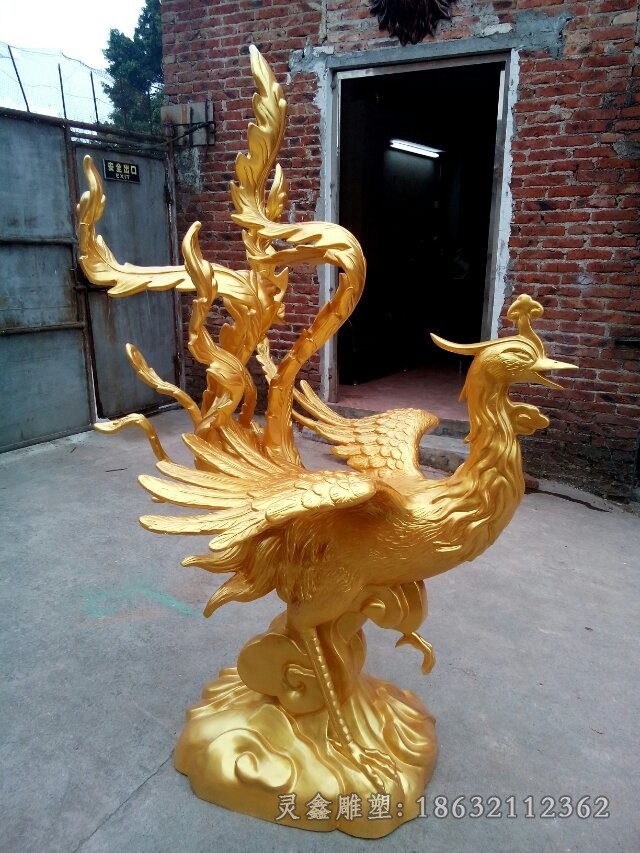 神獸鳳凰園林景觀銅雕