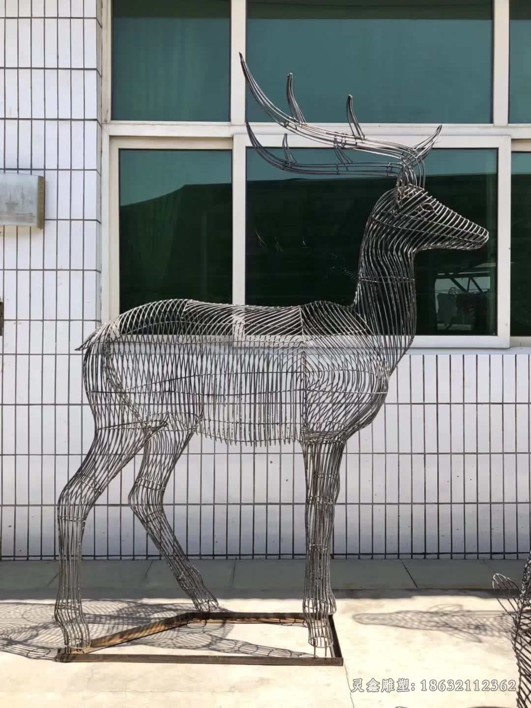 鏤空叉角鹿不銹鋼動物雕塑