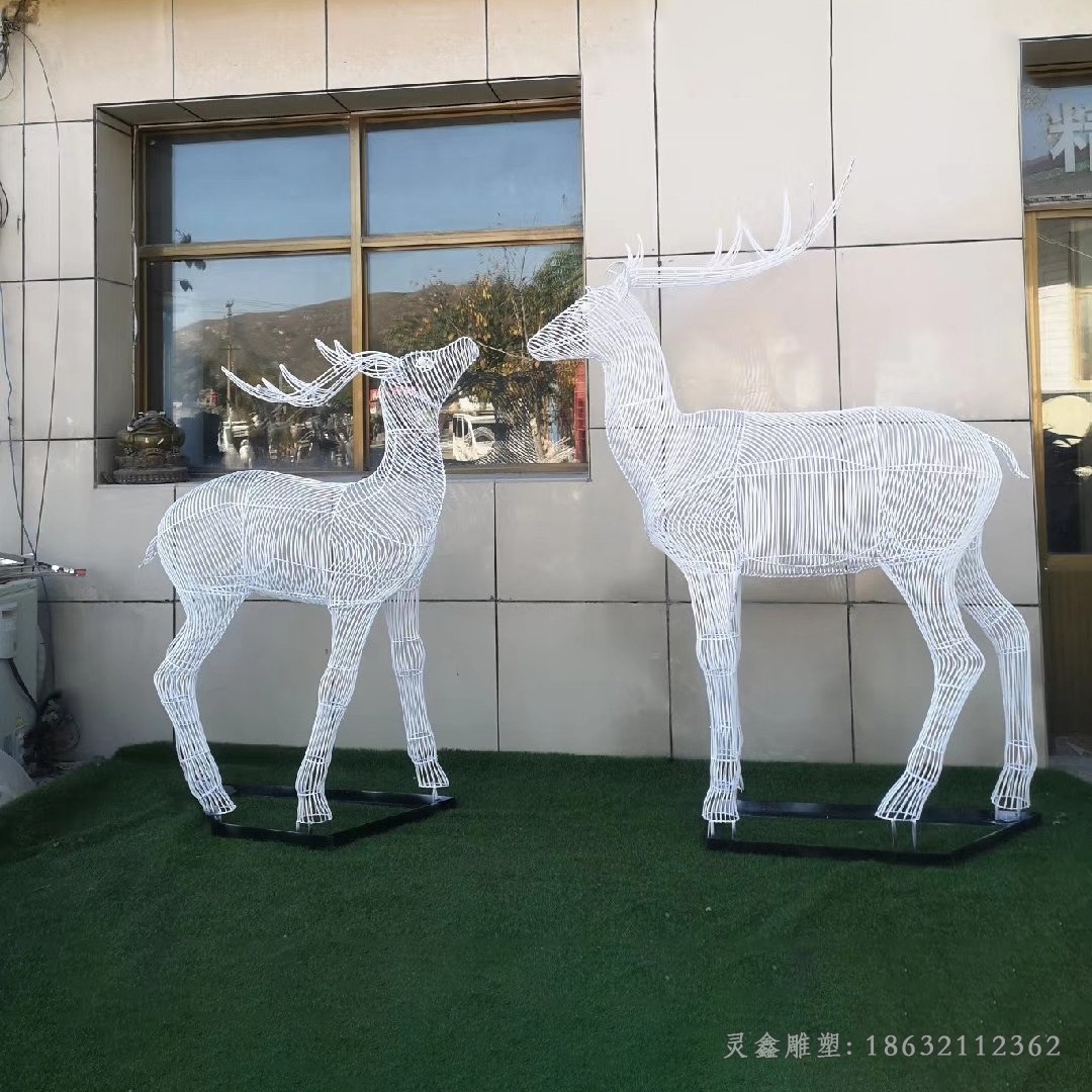 鏤空鹿園林動物不銹鋼雕塑