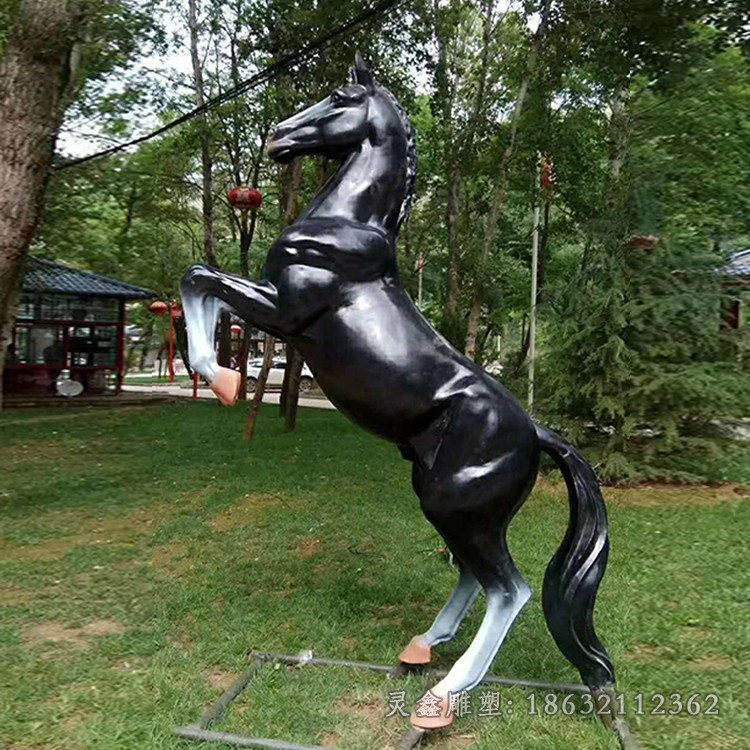 黑色馬公園景觀銅雕