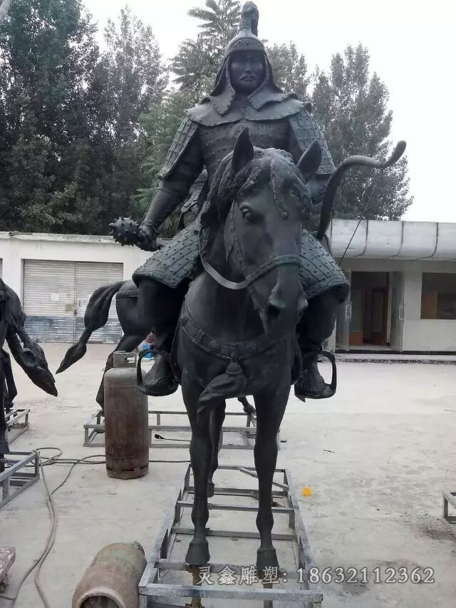 古代將軍騎馬人物銅雕