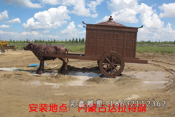 古代馬車(chē)景觀抽象銅雕