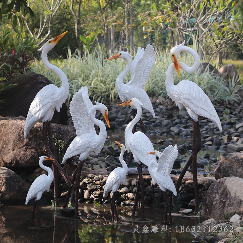 不銹鋼白鷺動物標(biāo)志雕塑