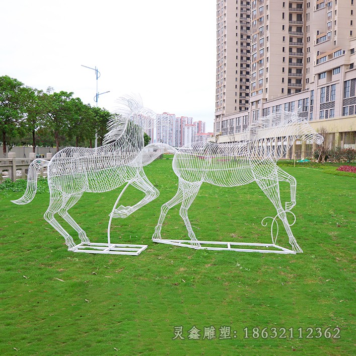 鏤空馬公園不銹鋼雕塑