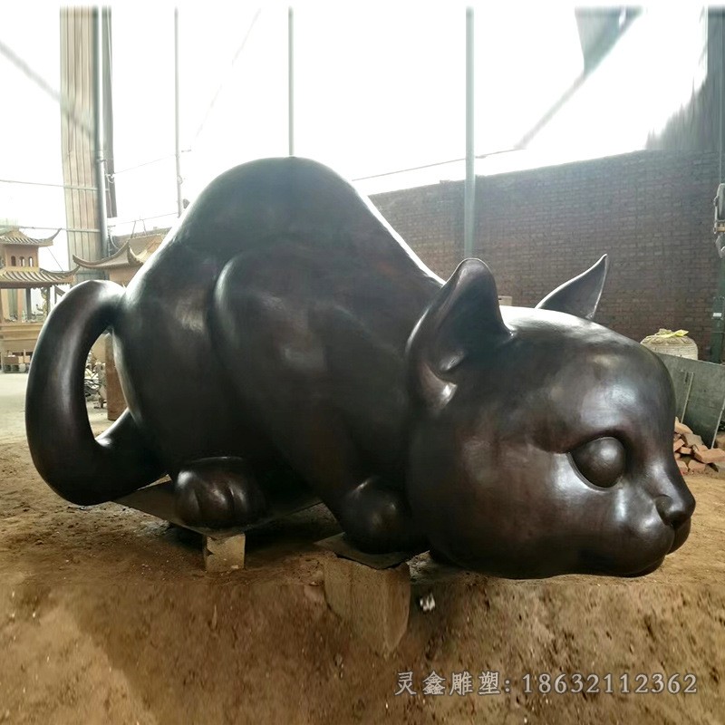 動物貓景觀標(biāo)志銅雕