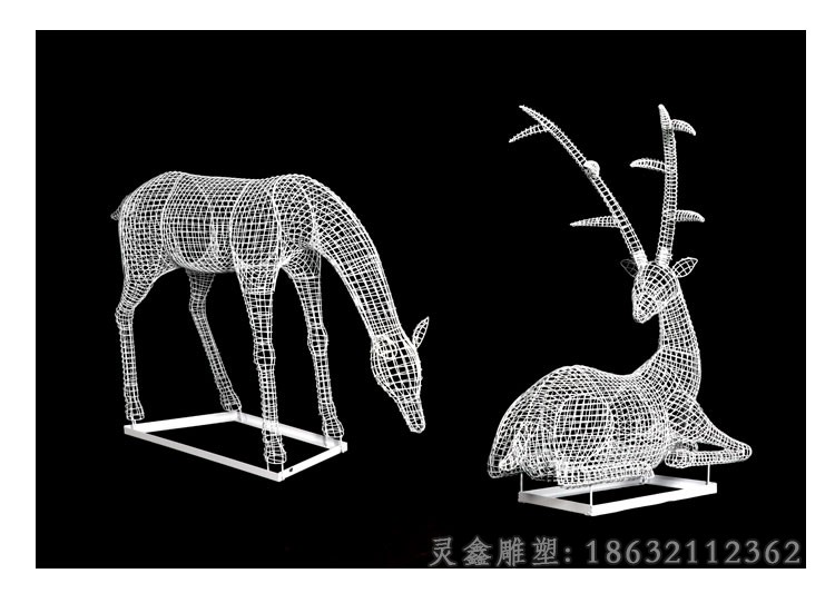 鏤空情侶鹿城市不銹鋼雕塑