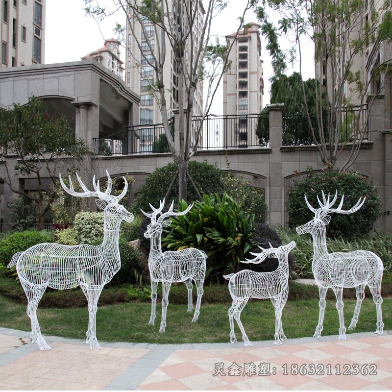 鏤空鹿校園不銹鋼雕塑