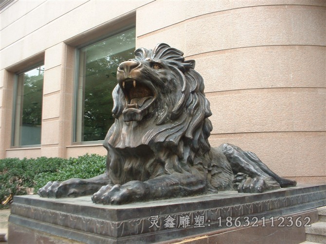 抽象獅子公園景觀銅雕