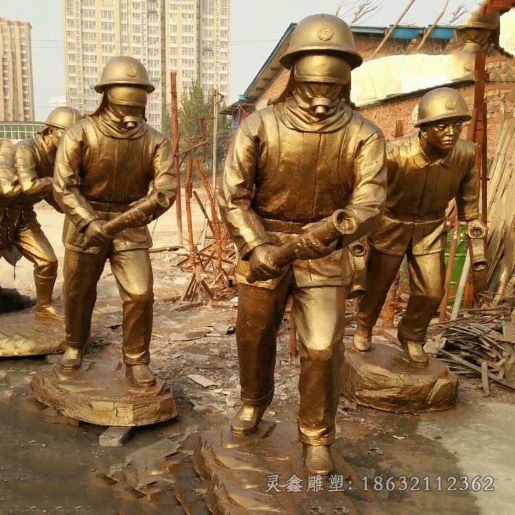 噴水消防員校園景觀銅雕