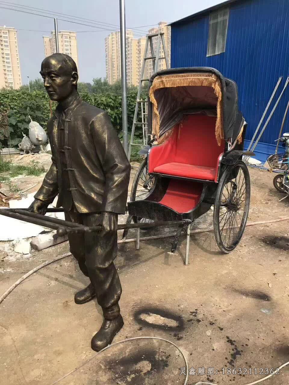 古代車夫人物景觀銅雕